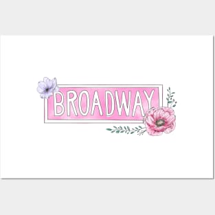 Watercolor Floral Broadway Street Sign | Pink Palette Posters and Art